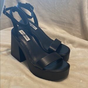 Steve Madden Black chunky Strap Platform Heels